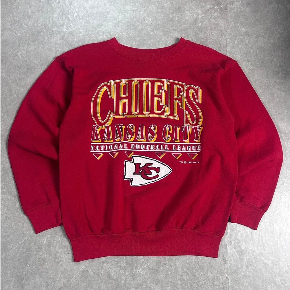 90's Vintage Kansas City Chiefs Red Crewneck -L